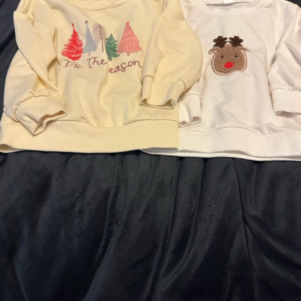 Kids Holiday Sweatshirts - Cream and White - Bin 14